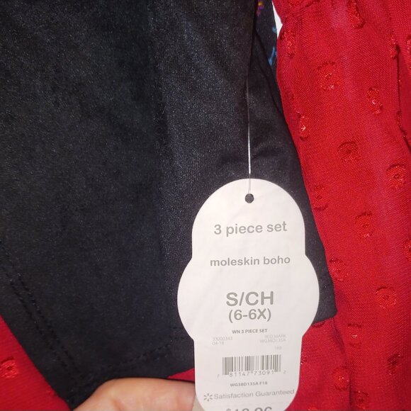 Girls Boho 3 Piece Outfit Fringed Vest, Top, Leggings 6x - Picture 5 of 5